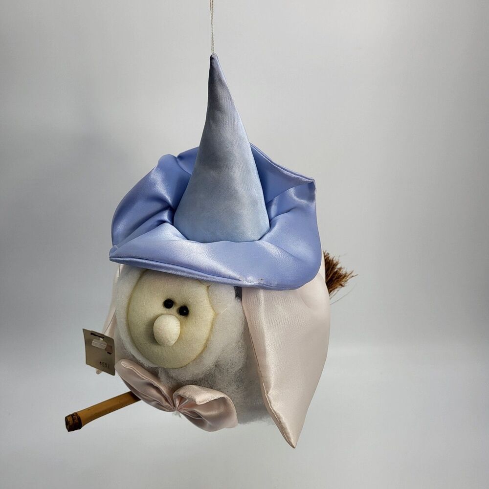 Vtg Kmart Plush Witch Wizard Gnome Ornament Taiwan Felt Satin Nylon 1980s Tag